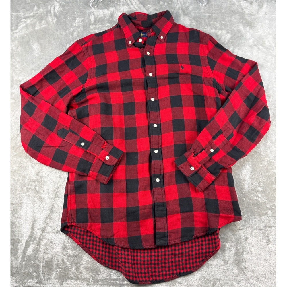 Ralph Lauren Button-Down Shirt Mens Medium Buffalo Check Red Black EUC